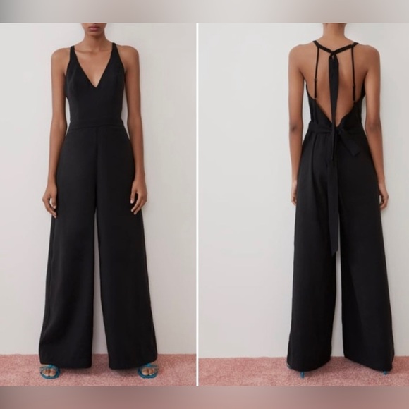 Zara Pants - ZARA BLACK MODAL LONG FLOWY OPEN BACK JUMPSUIT $79.90
